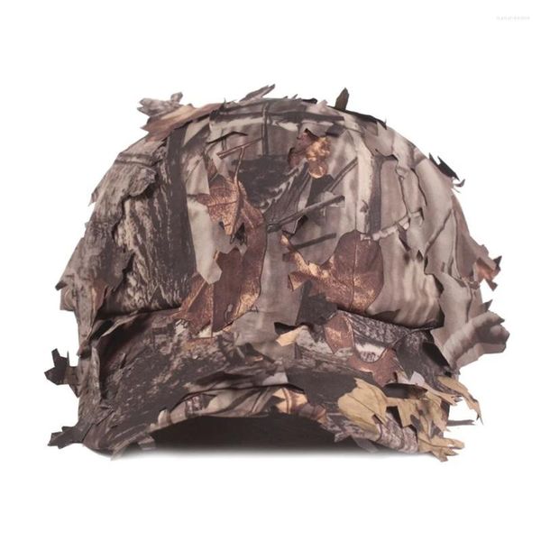 Bola Caps Simulação 3D Jungle Leaf Sun Hat Outdoor Baseball Ajustável Strape Block para Escalada Caça Viagem