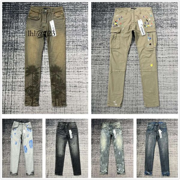 Designer di jeans viola per pantaloni da trekking da uomo strappati Hip Hop High Street Fashion Brand Pantalones D all'ingrosso 2 pezzi sconto del 10%
