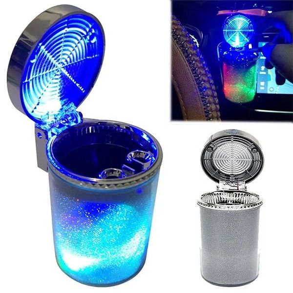 LED Işıkları ile Renkli Araba Kültresi Yaratıcı Pırıltı Ashtray Aar Malzemeleri