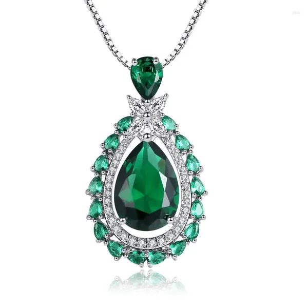 Colares de pingente 2023 Waterdrop em forma de esmeralda verde cristal zircão para mulheres moda minimalista jóias de casamento n178