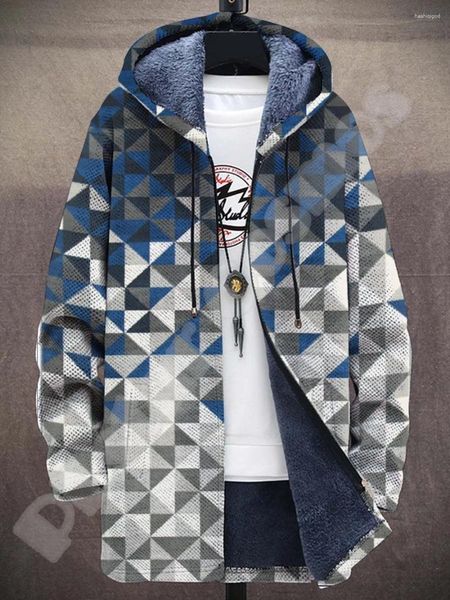 Herren Trenchcoats Mode Graffiti Farbverlauf Bunte Tattoo Vintage Retro Harajuku 3DPrint Windjacke Wintermantel Fleece Reißverschluss