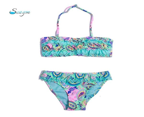 Falbala conjunto de biquíni infantil, traje de banho biquini brasileiro, roupa de banho para meninas adolescentes 2729646059