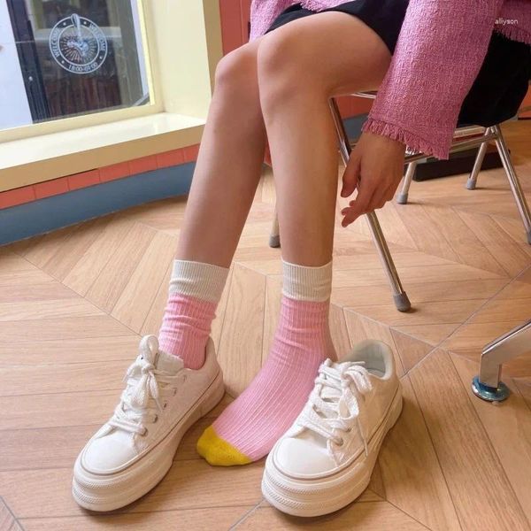 Frauen Socken Japanische Baumwolle Mitte Rohr Herbst Winter Candy Farbe Hip Hop Atmungsaktive Skateboard Weiche Lange Zu Frau Männer