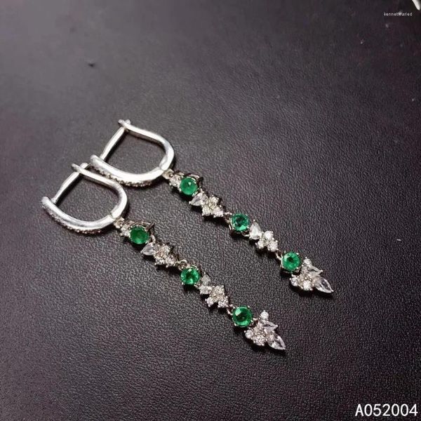 Dangle Küpeler Kjjeaxcmy Fine Jewelry 925 Sterlling Gümüş Kakma Doğal Emerald Kadın Kulak Drümü Zarif Destek Algılama