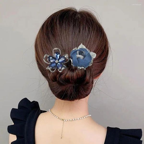 Haarspangen Kristall Blume Haarnadel Brötchen Maker Twist Stirnband Faul Styling Haarbänder Frauen Frisur Stick Bankett Zubehör