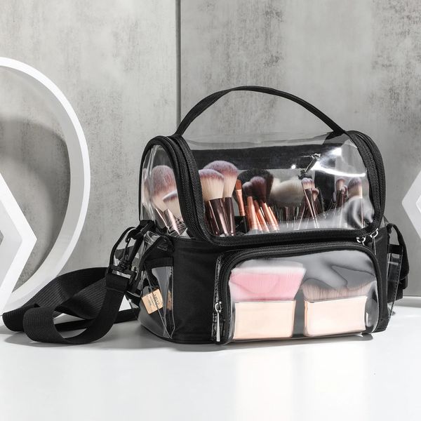 Custodie per borse per cosmetici Borsa per trucco in PVC per donna Scatola cosmetica trasparente impermeabile da viaggio di grande capacità con scomparti 231207