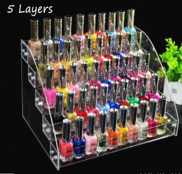 5 Schichten Promotion Make-up Kosmetikständer Klarer Acryl Organizer Mac Lippenstift Schmuck Zigarettenständer Nagel Polis1307672