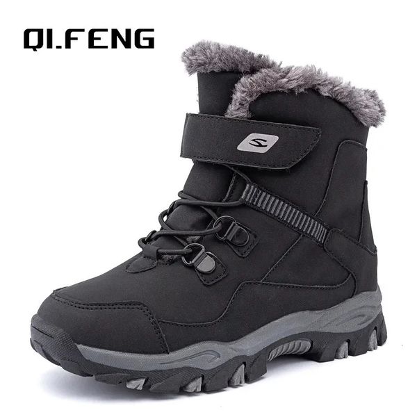 Botas inverno crianças neve sapatos de pele quente meninos sneaker borracha caminhadas sapato moda impermeável couro crianças 231207