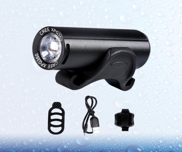 Luzes de bicicleta pretas 350 lúmens à prova d'água USB recarregável MTB luz frontal XPG LED farol acessórios8547035