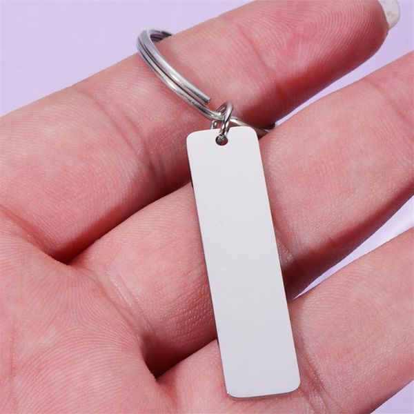 Chaveiro retângulo em branco com estampagem de aço inoxidável, placa de metal para gravação, chaveiro de bar, espelho polonês, chaveiro 306z