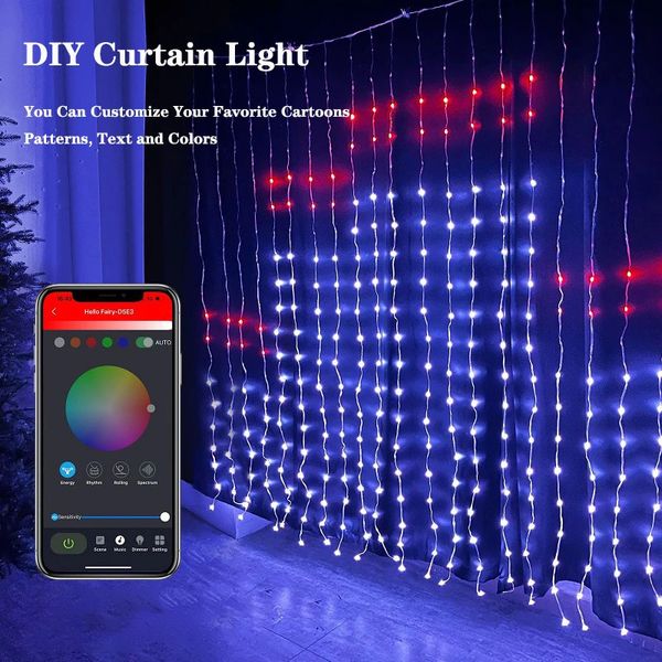 Decorazioni natalizie RGB Smart DIY LED String Light Lamp Lampada APP Controllo remoto Display Immagine di testo per il compleanno Ramadan Festival Party Decor LM 231207