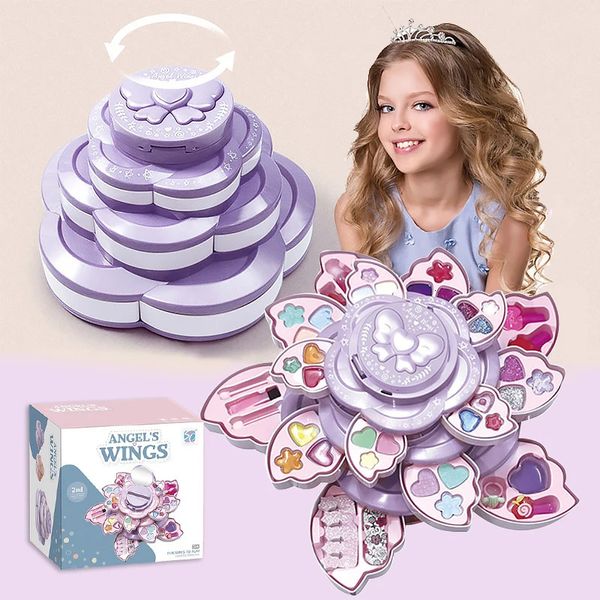 Beleza moda crianças maquiagem ferramenta princesa fingir jogar cosplay simulação cosméticos conjunto de segurança não tóxico batom sombra brinquedos divertido jogo 231207