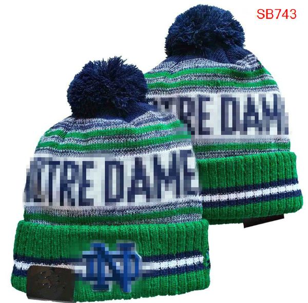 Bonés masculinos NCAA Alabama Chapéus Todas as 32 equipes de malha com punhos Notre Dame Fighting Gorros irlandeses listrados de lã lateral quente EUA College Sport gorro de malha gorro para mulheres