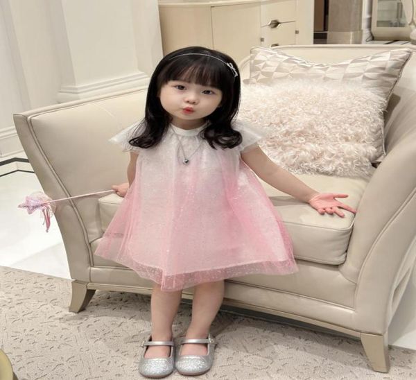 Детские платья принцессы, летнее детское розовое платье с блестками для девочек, милая одежда для дня рождения для девочек9548968