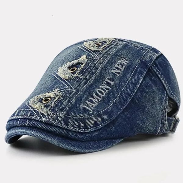 Berets de alta qualidade pai-filho denim sboy boné menino menina puro algodão chapéu de sol garoto hera bonés homens mulheres tamanho pequeno boinas 52-56cm 231208