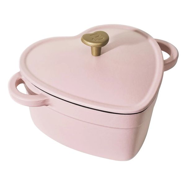 Forni olandesi Bellissimo forno olandese a cuore in ghisa 2QT rosa champagne di Drew Barrymore 231207