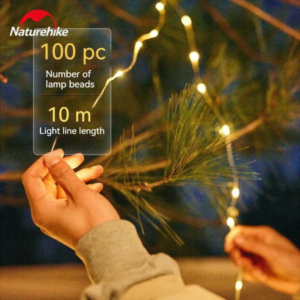 Schnüre, Schlingen und Gurtband, wasserdichte LED-Lichterkette, Gamping-Laterne, dekorative Taschenlampe, Outdoor-Camping, Partyzelt-Beleuchtung, 100 Lichtperlen 231208