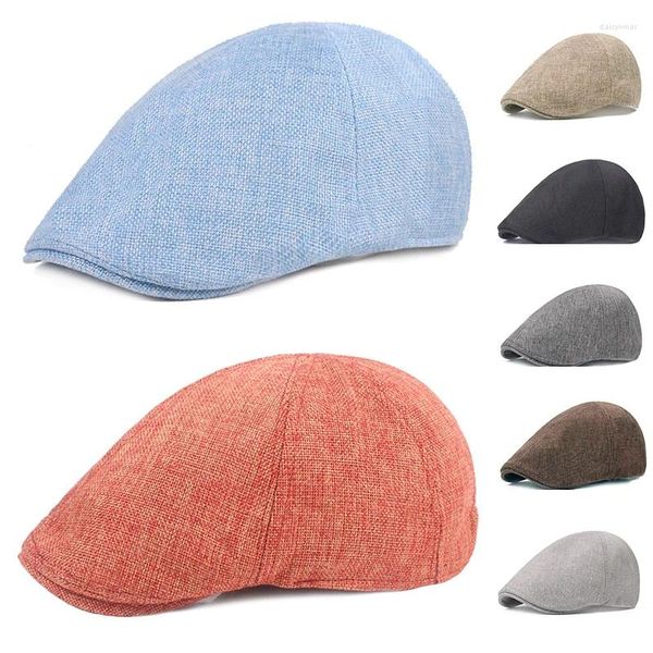 Beralar Bahar Kış Dış Mekan Şapkaları Nefes Alabilir Moda Soy Cap Duckbill Güneş Şapkı Kadın Erkekler Vintage Linen Retro Casquette