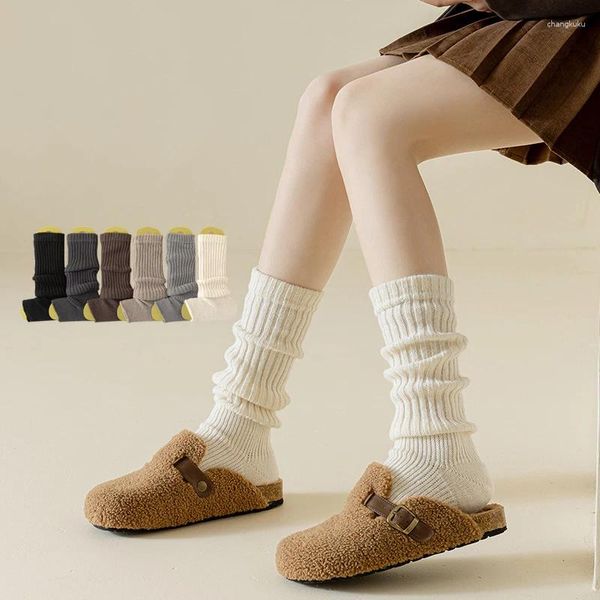 Frauen Socken Mode Koreanischen Stil Winter Hohe Qualität Einfarbig Lange Weibliche Atmungsaktive Knie Für Mädchen