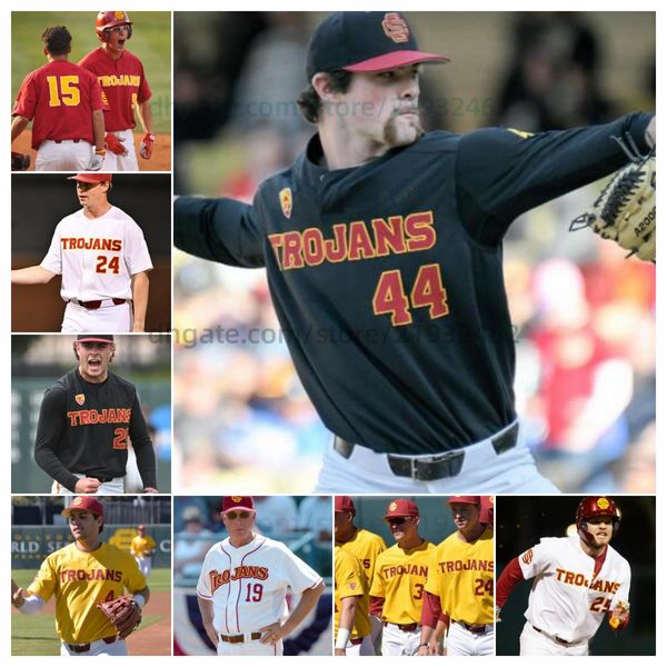 Personalizar camisetas de beisebol Trojans Eric Hammond homens mulheres juventude Caden Connolly JT Waldon Andrew Harbour Garren Rizzo Adrian Blanchet Sax Matson Brodie Purcell