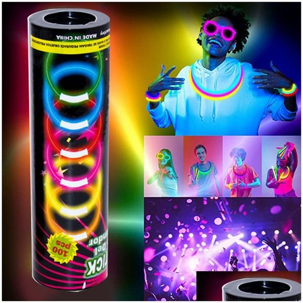 Andere Event Party Supplies Sticks Glow 100 Stück im Dunkeln Light Up Stick Dekorationen Armbänder mit Anschlüssen Drop Delivery Home Ot5Ya