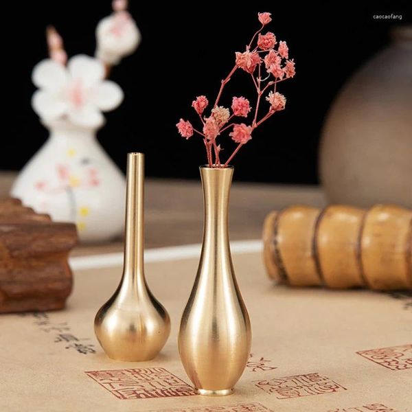 Vasen Mini Vase aus reinem Kupfer Gold Dekor Wohnzimmer Antik Einzigartige Blume