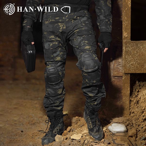 TACVASEN Pantaloni militari da uomo con ginocchiere Airsoft Pantaloni cargo tattici Soldato dell'esercito Pantaloni da combattimento Pantaloni Paintball Abbigliamento 211013