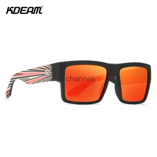 Occhiali da sole marca KDEAM Hot Red Mirror Moda occhiali da sole polarizzati neutri UV400 Uomo Outdoor ciclismo Occhiali sportivi Tonalità di vernice elastica YQ231208
