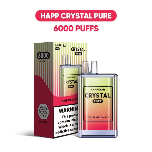 Orijinal Happ Bar Crystal Vape Puff 6000 Tek Kullanımlık 6K 7K 7000 Vapes E Sigara Eşh Bobin 12ml 1500mAh Pil Uzun Elektronik CIGS% 2 Vape Pen