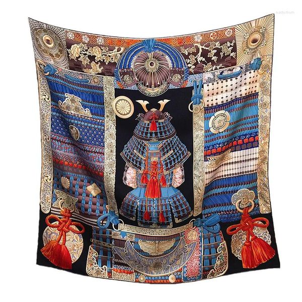 Sciarpe Samurai Sciarpa di gelso naturale Scialli di seta estivi Donna Grande testa quadrata Bandana per capelli Fazzoletto da collo per donna Echarpe 90x90CM