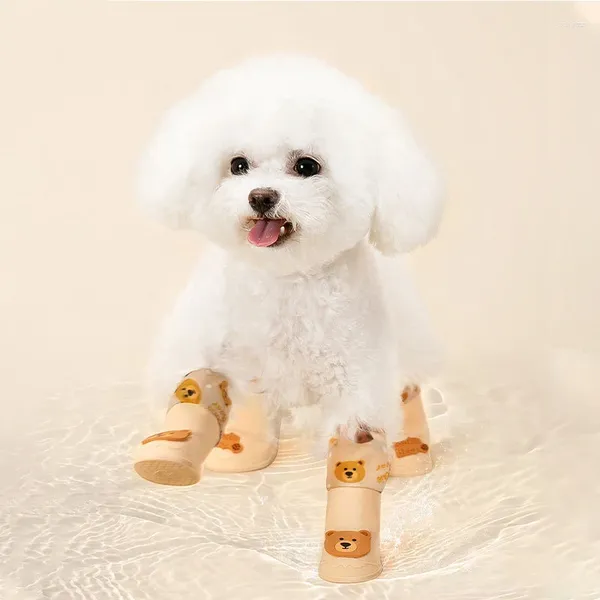 Abbigliamento per cani CAWAYI KENNEL Stivali da pioggia per animali domestici per cani di piccola taglia Scarpe impermeabili per esterni Chihuahua di alta qualità per cartoni animati antiscivolo