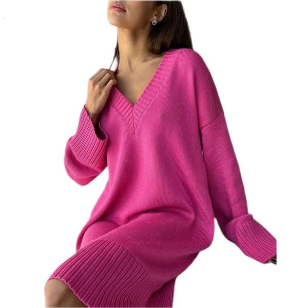 Kazak kadınlar orta uzunlukta düz renk yüksek boyun kışında gevşek dipli çukur şerit iplik uzun kollu kazak sweater 52