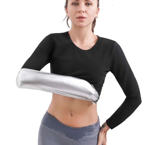 Heißer Thermo Body Shaper Sauna Anzüge Abnehmen Langarm Shirt Workout Schweiß Weste Arm Bauch Trainer Gewicht Verlust Fett Brenner