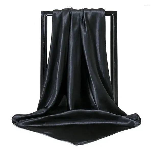 Шарфы Мягкий атласный шелковый шарф Роскошный большой размер 90 см с квадратным вырезом в корейском стиле Легкий вес для путешествий