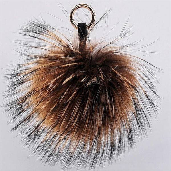 15 cm Soffice pelliccia di procione Palla Pom Pom Portachiavi Porte Clef Pompon De Fourrure Llavero Pompon Portachiavi Chaveiro Fascino Borsa Ciondolo282x