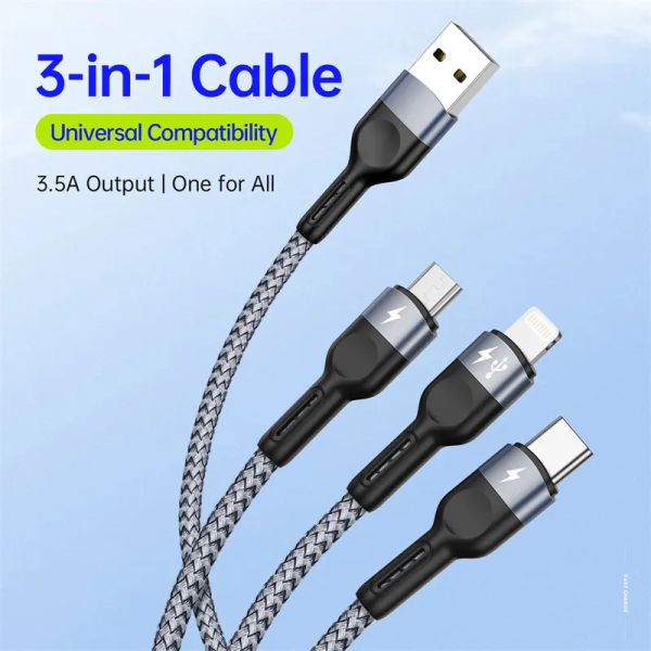 3 in 1 USB Typ C Schnellladekabel 3in1 Micro USB Typ-C Ladegerät Datenkabel für iPhone 14 13 Pro Max Samsung Xiaomi Huawei