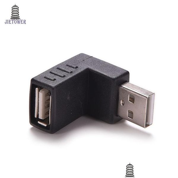 Cavi per computer Connettori 300 Pz/lotto 90 Gradi Angolato Usb 2.0 A Maschio A Femmina Adattatore Usb2.0 Accoppiatore Connettore Extender Convertitore Fo Dhctj