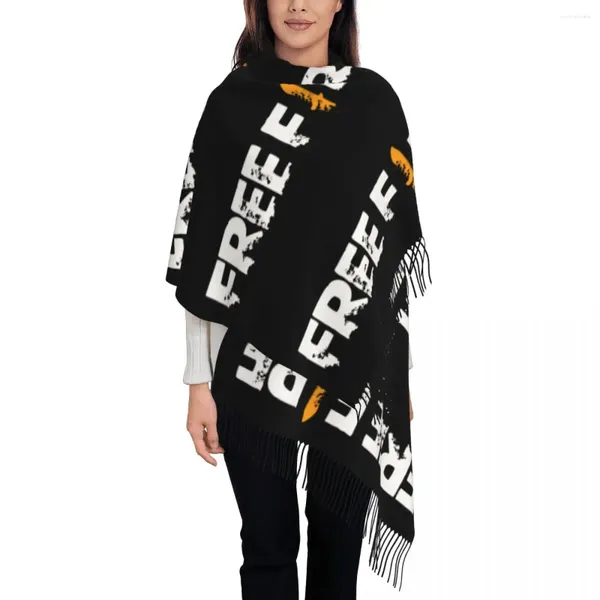 Schals Free Fire Schal für Damen Herbst Winter Pashmina Schals und Wickel Freefire Shooting Game groß mit Quaste leicht