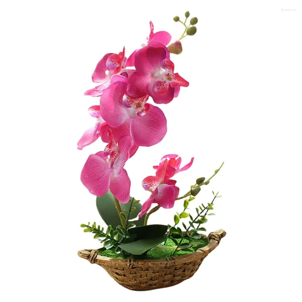 Flores decorativas artificial phalaenopsis planta em vaso flor falsa simular borboleta orquídea pátio festa decoração de casamento