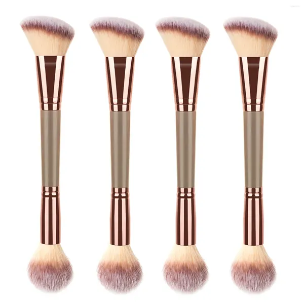 Pincéis de maquiagem 4 pcs lustrando casa dupla terminou destaque escova de pó macio cabelo macio fácil aperto blush ferramenta salão portátil profissional