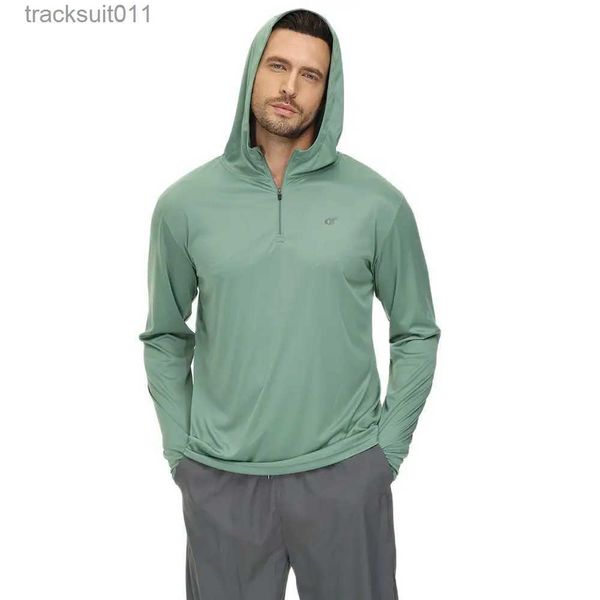T-shirts voor heren Lange sle-shirt UPF 50+ Rash Guard-zwemshirt Atletische hoodie Vissen Wandelen Workout Koel-T-shirt Sneldrogende shirts met ritssluiting L231208