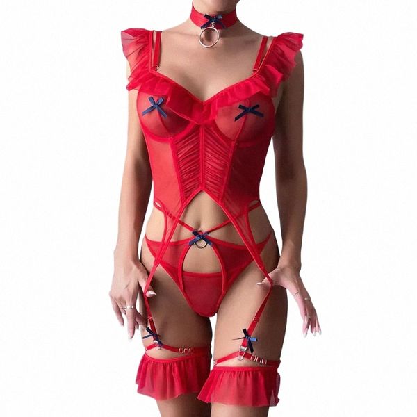 Seksi Set Kadınlar Salık Tayt Dantel Şeffaf Bodysuit Teddy Nightgown erotik iç çamaşırı porno kostümleri kıyafetler i4tc#