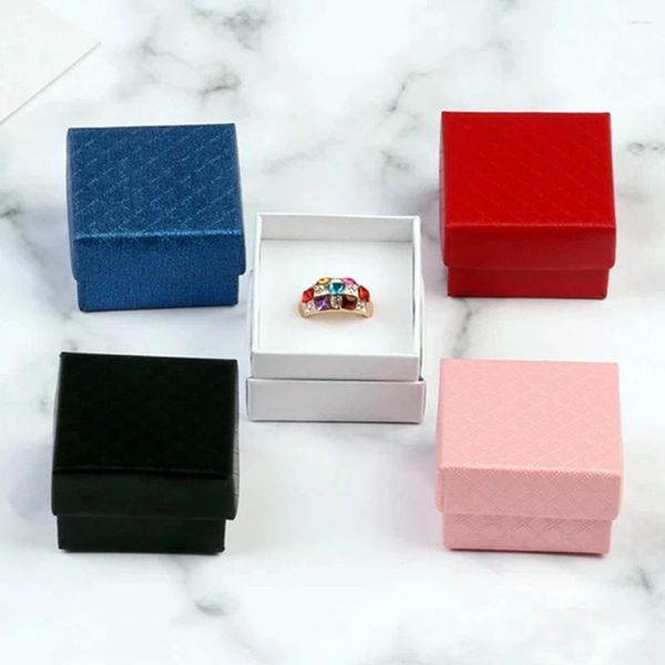 Geschenkpapier, 24 Stück, 5 x 5 x 3 cm, weiße Schmuck-Organizer-Box, hochwertiges Papier, Ohrringe, Aufbewahrung, kleiner Ring für Schmuck, 5 Farben