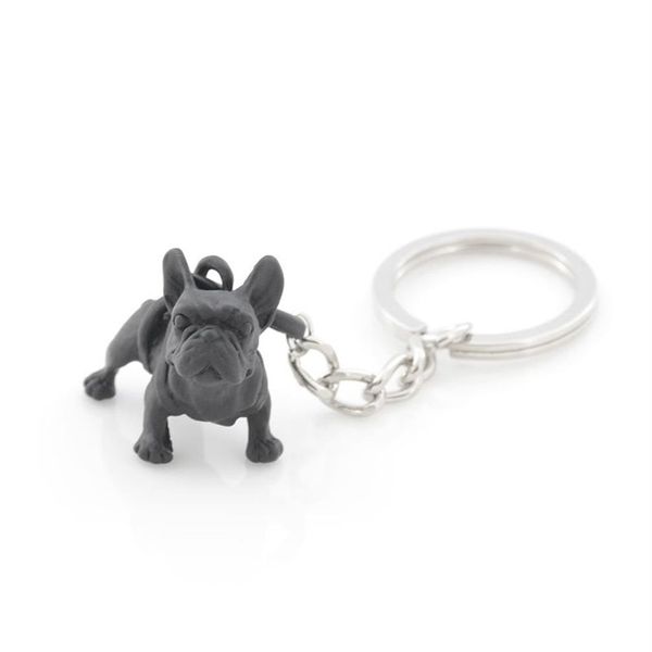 Metal preto bulldog francês chaveiro bonito cão animal chaveiros feminino saco charme jóias para animais de estimação presente todo a granel lotes247y