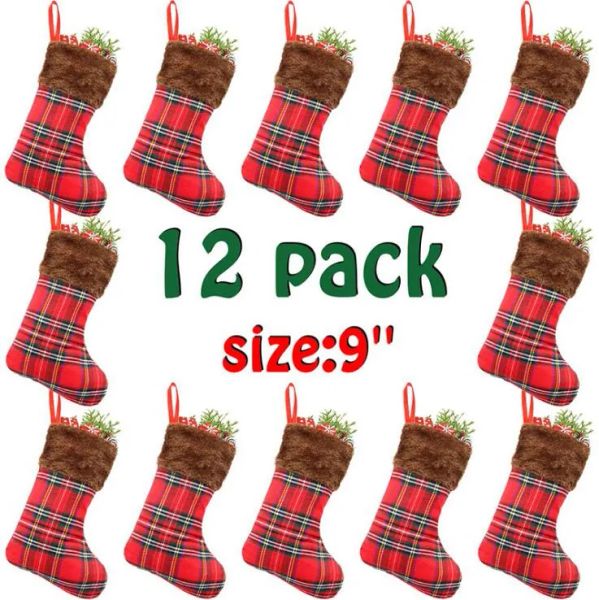 12 Teile/paket Weihnachten Strumpf Weihnachten Baum Ornament Für Home Party Hochzeit Dekoration Anhänger Kinder Weihnachten Geschenk Tasche Candy Taschen