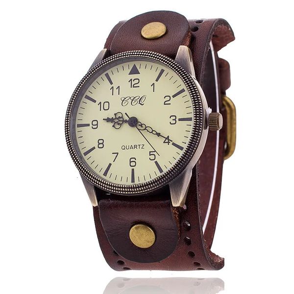 Andere Uhren CCQ Vintage Kuh Leder Armband Uhr Hohe Qualität Antike Frauen Handgelenk Luxus Quarz Relogio feminino 231207