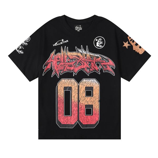 Markalı Tshirt Hellstar T Shirt Tasarımcı Tişörtler Grafik Tee Kumaş Kabul Giysileri Yenilikçi Yıkanmış Kumaş Sokak Graffiti Mektubu Folyo Vintage Coloulful Gevşek Hellstar