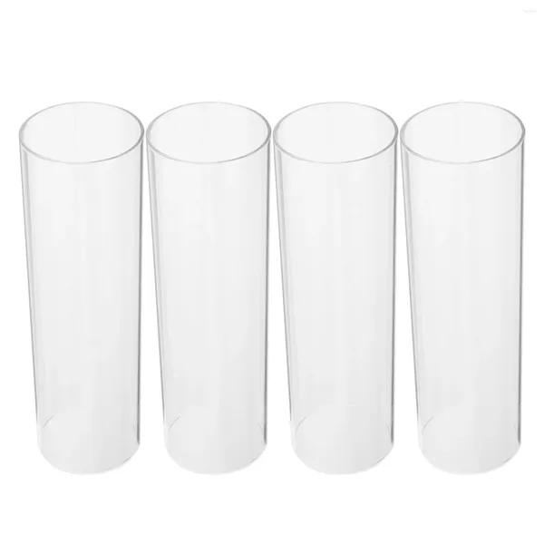 Titulares de vela 4 pcs tampa de sombra simples copo de vidro doméstico cilindro artesanato decorativo recipiente alto borosilicato transparente tealights