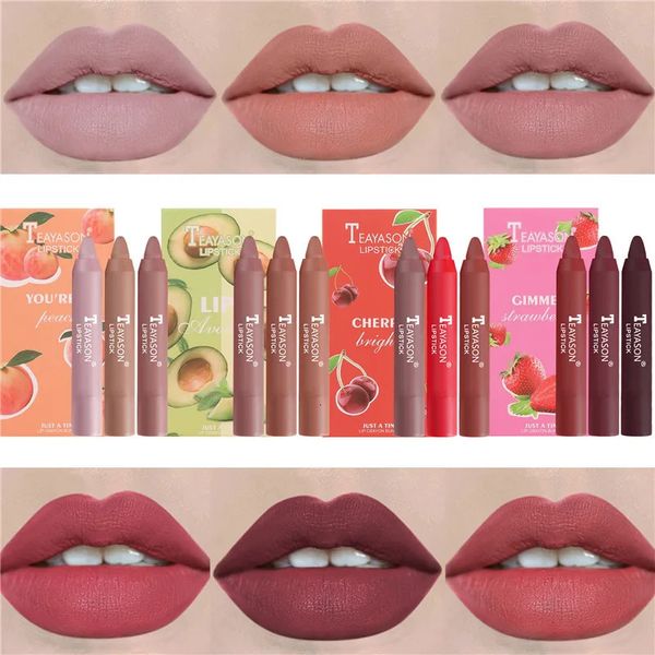 Batom 3pcsset Veludo Matte Batons Set Longa Duração À Prova D 'Água Sexy Vermelho Nude Lip Stick Tint Caneta Natural Maquiagem Beleza Cosmética 231208