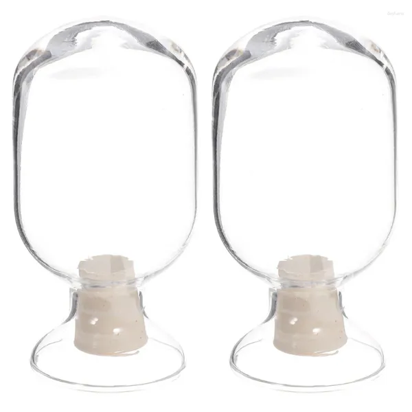 Vasos 2 PCS Tampa de vidro Suporte de garrafa Clear Jar Stick Fireless Display Matches Cloche